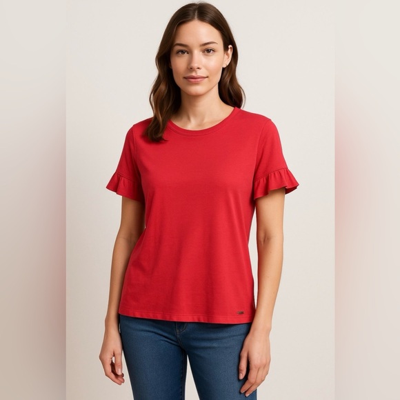 Michael Kors Tops - Michael Kors Red Ruffle Sleeve Top | Size M